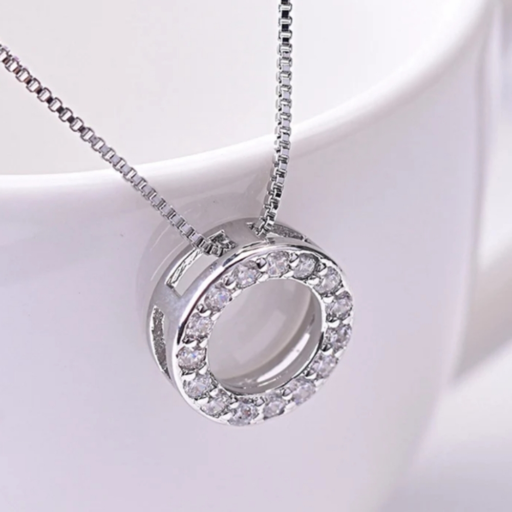 CZ Circle Necklace - Picture 2 of 5